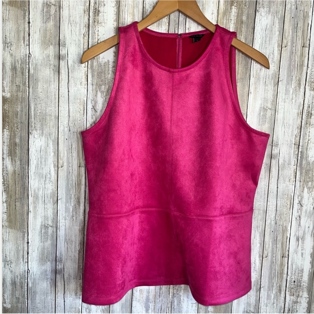 Ann Taylor Pink Suede Sleeveless Blouse - Picture 2 of 6